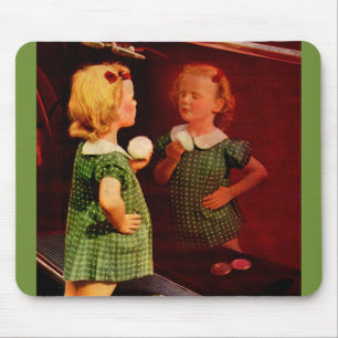 1930s little girl looking in the mirror mouse mat