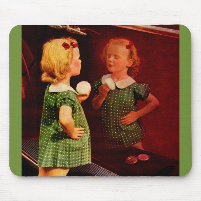 1930s little girl looking in the mirror mouse mat (Front)