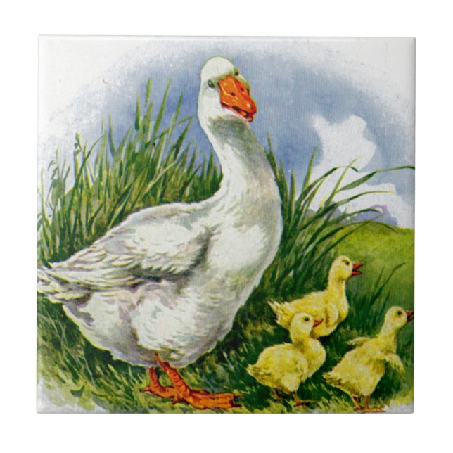 1930s mama duck and ducklings tile (Front)