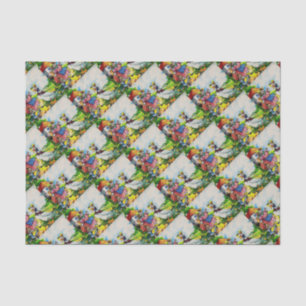 1930s mama kitty cat and baby kitty visit ducks tissue paper