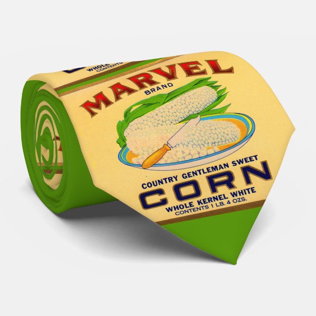 1930s Marvel canned corn label print Tie (Rolled)