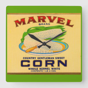 1930s Marvel canned corn label Square Wall Clock