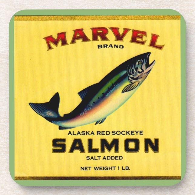 1930s Marvel salmon can label Coaster (Front)