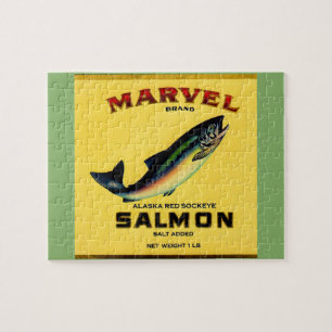 1930s Marvel salmon can label Jigsaw Puzzle