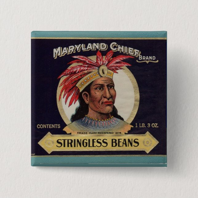 1930s Maryland Chief Stringless Beans label 15 Cm Square Badge (Front)