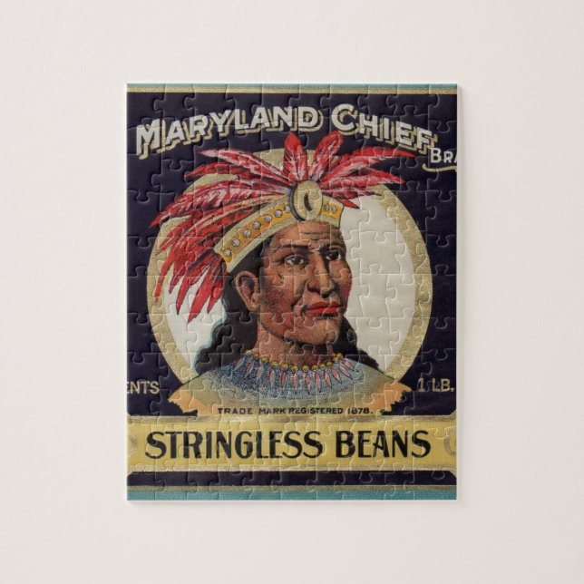 1930s Maryland Chief Stringless Beans label Jigsaw Puzzle (Vertical)