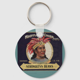 1930s Maryland Chief Stringless Beans label Key Ring