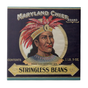 1930s Maryland Chief Stringless Beans label Tile