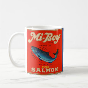 1930s Mi-Boy pink salmon can label Coffee Mug