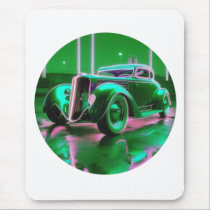 1930's Neon Green Street Rod Mouse Mat