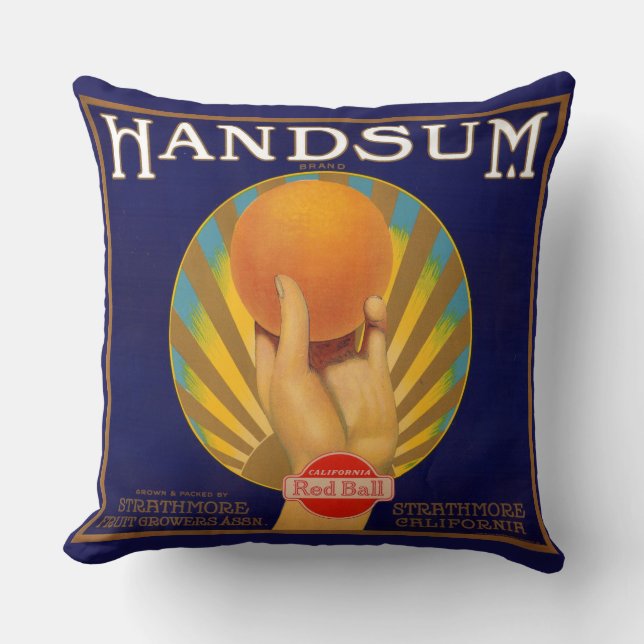 1930s orange crate label Handsum Cushion (Front)