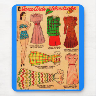 1930s paper doll Jane Arden and six outfits Mouse Mat