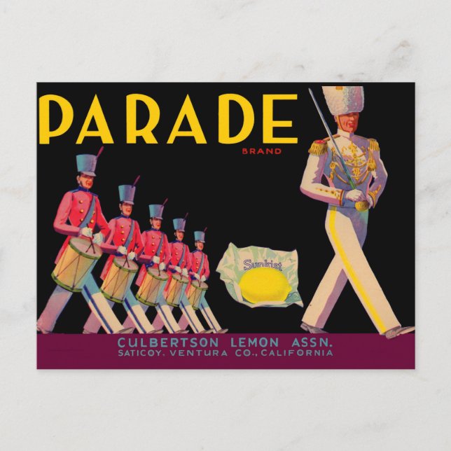 1930s Parade lemon crate label Postcard (Front)
