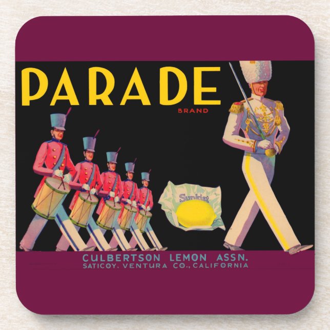 1930s Parade lemon crate label print Coaster (Front)