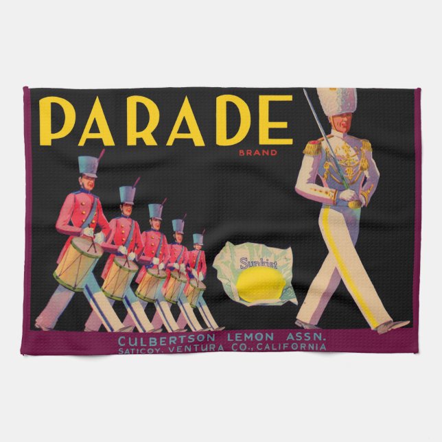 1930s Parade lemon crate label print Tea Towel (Horizontal)