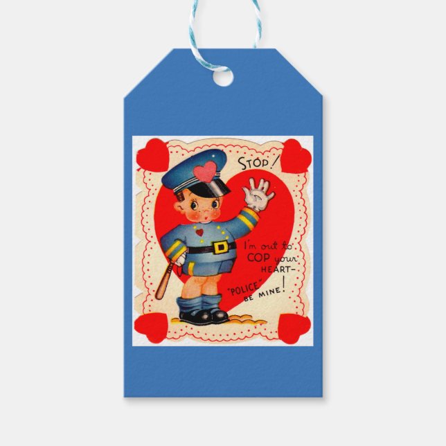 1930s police boy valentine gift tags (Front)