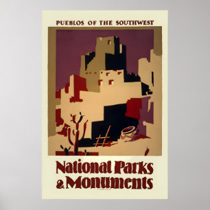 1930s Pueblos National Parks & Monuments Vintage Poster