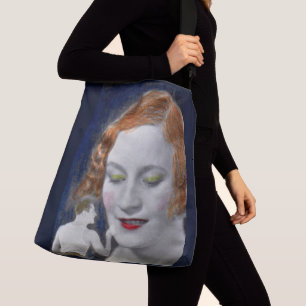 1930s redhead woman and her teeny tiny husband crossbody bag