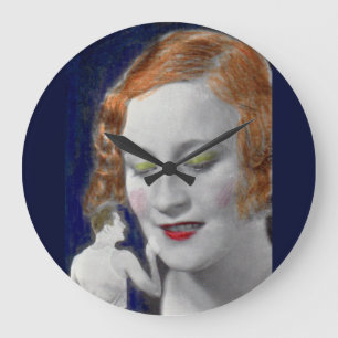 1930s redhead woman and her teeny tiny husband large clock