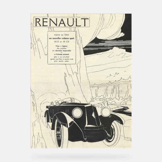 1930s Renault Advert from l'illustration Acrylic Sign (Front)