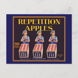 1930s Repetition Apples crate label Postcard