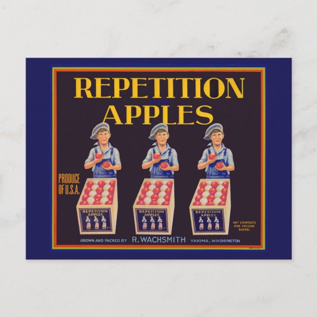 1930s Repetition Apples crate label Postcard (Front)