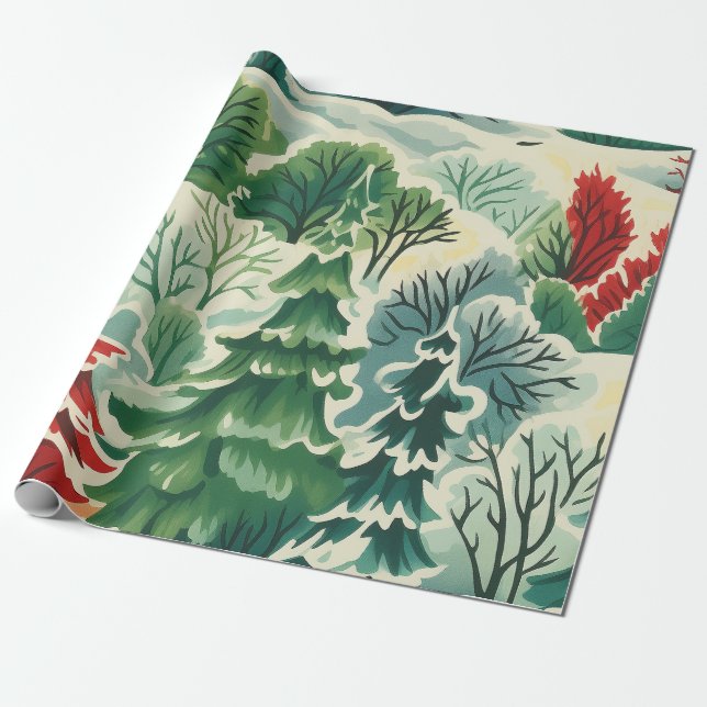 1930s Retro Christmas Wrapping Paper (Unrolled)
