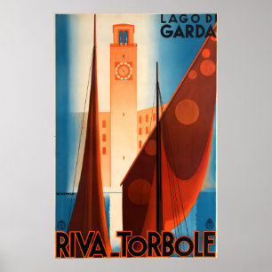 1930s “Riva - Torbole” Vintage Style Italian Poster