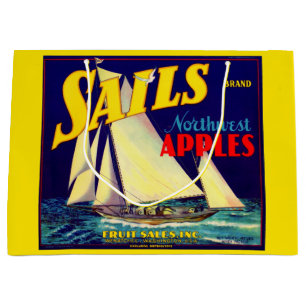1930s Sails Northwest Apples crate label print Large Gift Bag