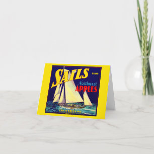 1930s Sails Northwest Apples crate label print Note Card