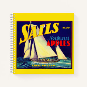 1930s Sails Northwest Apples crate label print Notebook