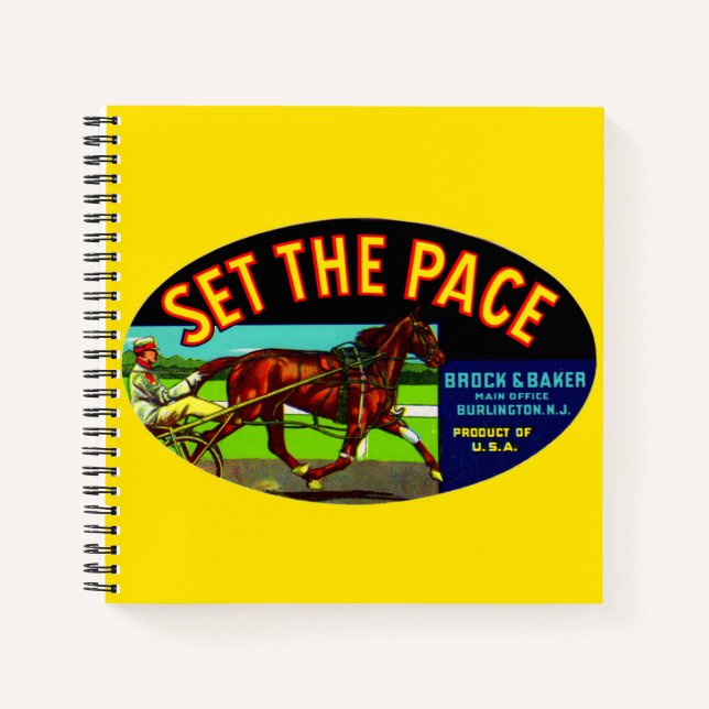 1930s Set the Pace vegetable crate label Notebook (Front)