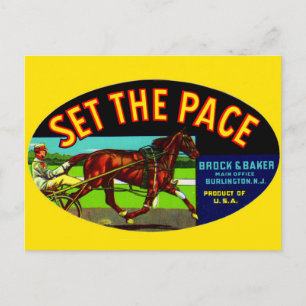 1930s Set the Pace vegetable crate label Postcard
