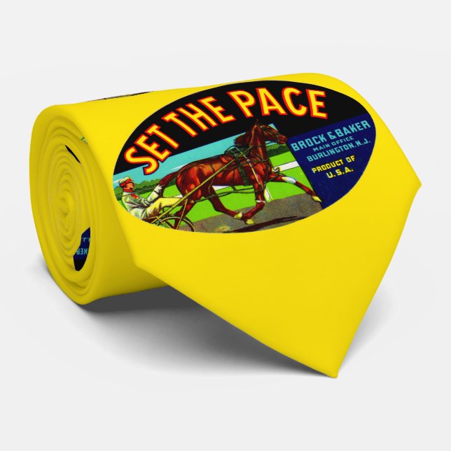 1930s Set the Pace vegetable crate label print Tie (Rolled)