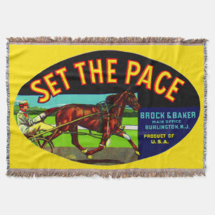 1930s Set the Pace vegetable crate label Throw Blanket