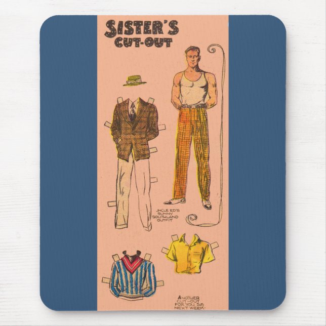 1930s Sister's Cut Out handsome man paper doll Mouse Mat (Front)