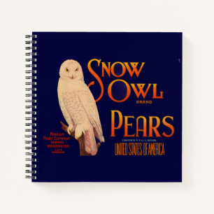 1930s Snow Owl brand pears fruit crate label Notebook