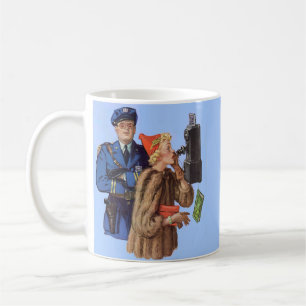 1930s traffic cop and rich lady arrestee coffee mug