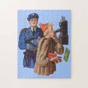 1930s traffic cop and rich lady arrestee jigsaw puzzle