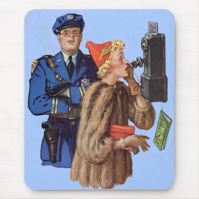 1930s traffic cop and rich lady arrestee mouse mat (Front)