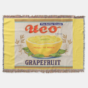 1930s Uco Brand Grapefruit label Throw Blanket