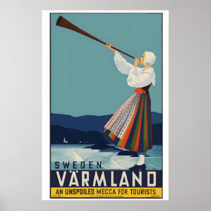 1930s Varmland Sweden Vintage Style Swedish Travel Poster