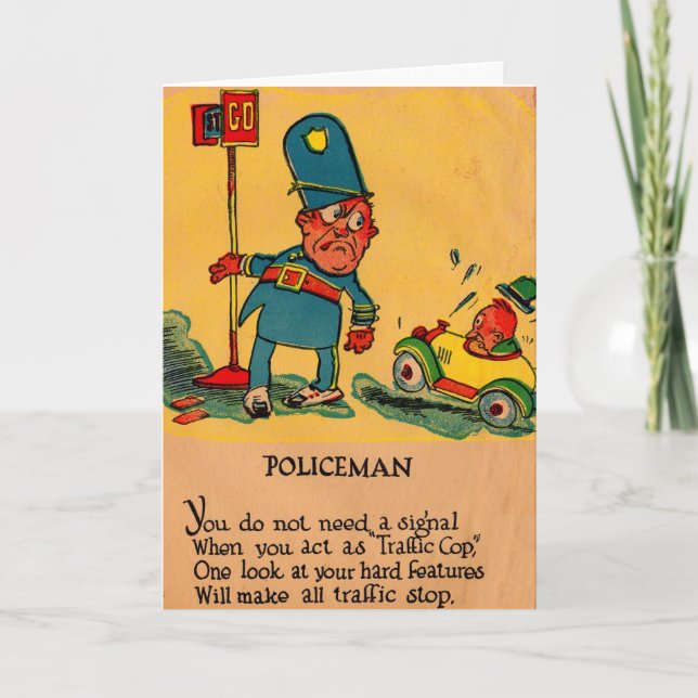 1930s vinegar valentine Policeman Holiday Card (Front)