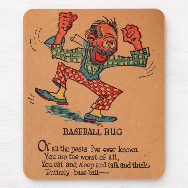 1930s vinegar valentine: the Baseball Bug Mouse Mat (Front)