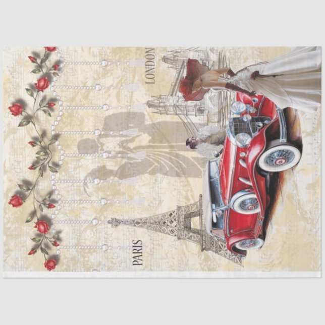 1930's Vintage Cards Series Design 5 Tissue Paper (Front)