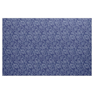 1930's Vintage Denim Blue Floral Fabric