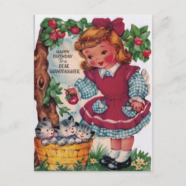 1930s Vintage Happy Birthday Granddaughter Postcard (Front)