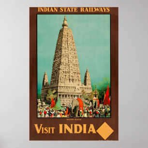 1930s Visit India - Indian State Railways Vintage Poster
