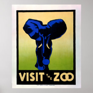 1930's Visit The Zoo WPA Poster