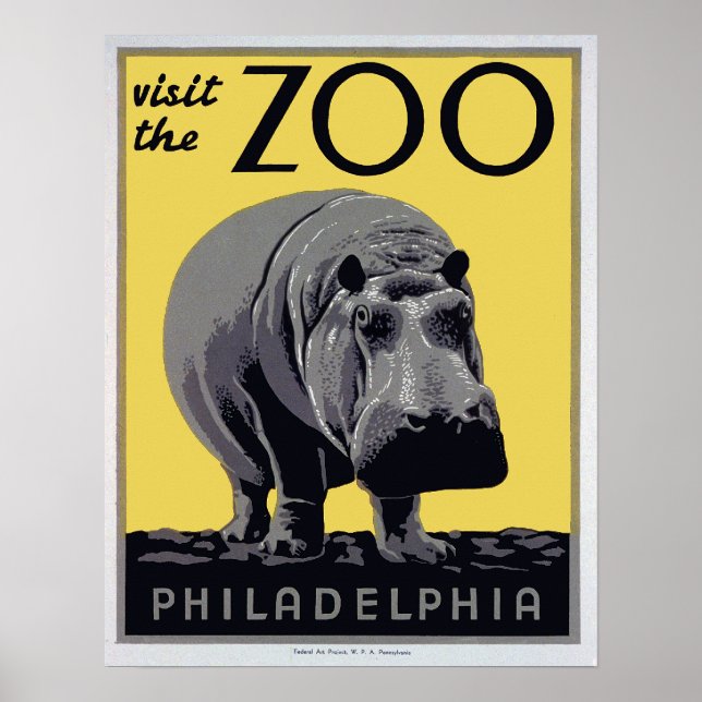 1930s "Visit The Zoo" WPA Vintage Poster (Front)